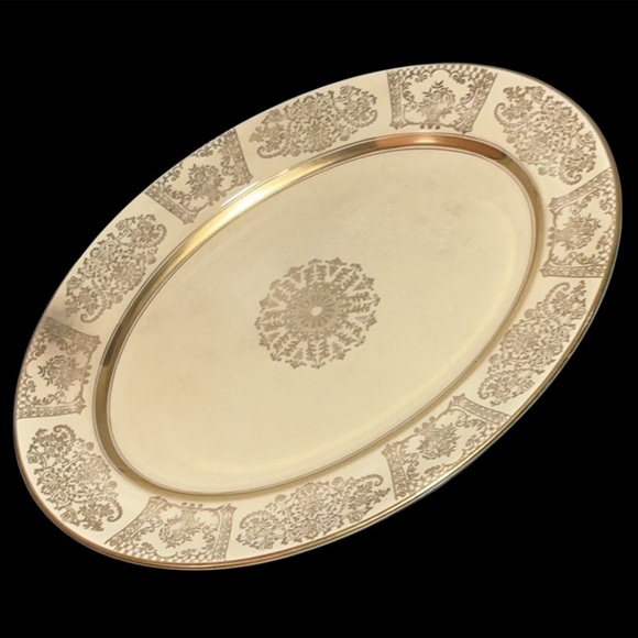 Vintage Johnson Brothers England Victorian Tureen Lid Ladle Platter Gild Pattern - Picture 2 of 16